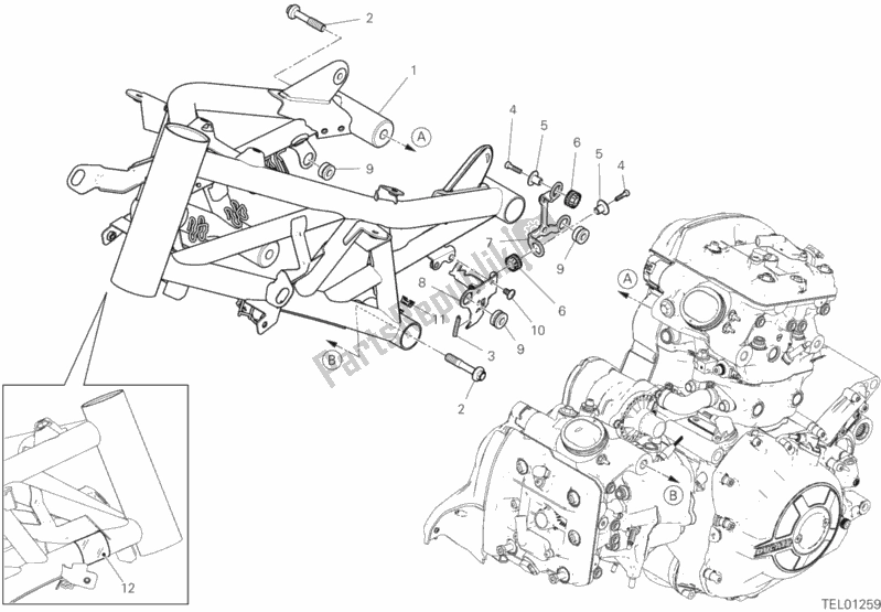 Todas as partes de Quadro, Armação do Ducati Diavel 1260 Thailand 2020